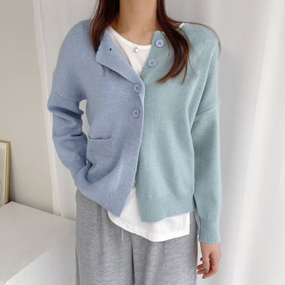 Japanese And Korean Color Matching Sweater Women's Coat