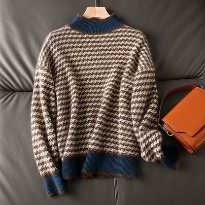 Half High Collar Loose Slimming Knit Sweater Women