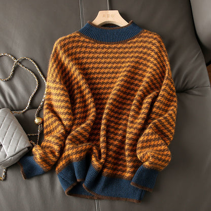 Half High Collar Loose Slimming Knit Sweater Women