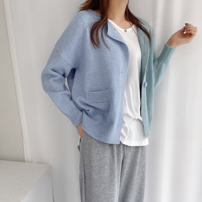 Japanese And Korean Color Matching Sweater Women's Coat