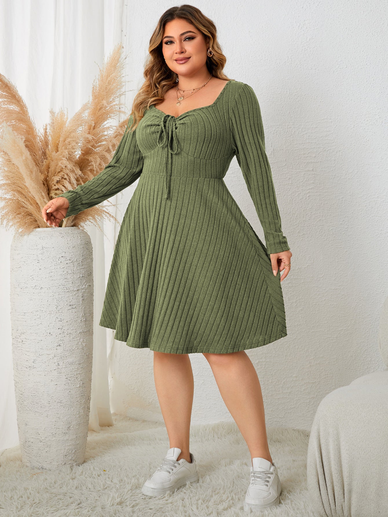 European And American New Square Collar Dress